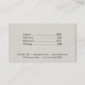 Hair Stylist | Preise Visitenkarte (Rückseite)