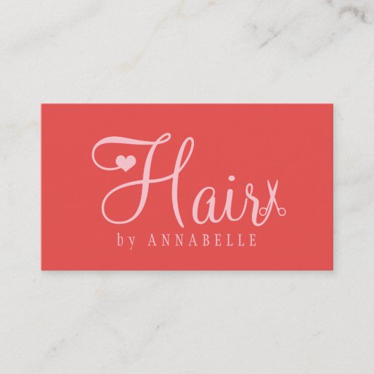 Hair stylist QR code retro modern script red pink Visitenkarte (Vorderseite)