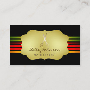 Hair Stylist Rainbow Gold Glitzer Saloon gestreift Visitenkarte