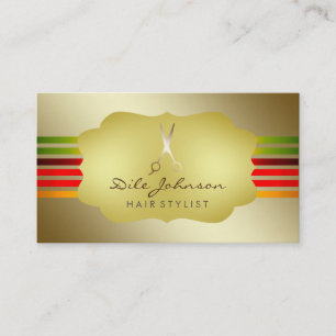 Hair Stylist Rainbow Gold Glitzer Saloon gestreift Visitenkarte