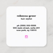 Hair Stylist Retro Sonnenbrille Square Business Ca Quadratische Visitenkarte (Rückseite)