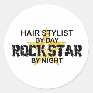 Hair Stylist Rock Star by Night Runder Aufkleber