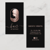 Hair Stylist Rose Gold Beauty Logo Typografie Visitenkarte (Vorne/Hinten)