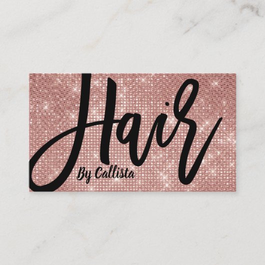 Hair Stylist Rose Gold Glitzer Moderne Typografie Visitenkarte (Vorderseite)