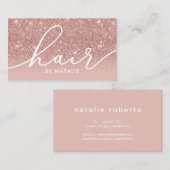 Hair Stylist Rose Gold Glitzer Salon Typografie Visitenkarte (Vorne/Hinten)