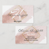 Hair Stylist Rose Gold Glitzer Tropfen Schöne Salo Visitenkarte (Vorne/Hinten)