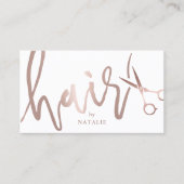 Hair Stylist Rose Gold Handgeschriebener Script Sa Visitenkarte (Vorderseite)
