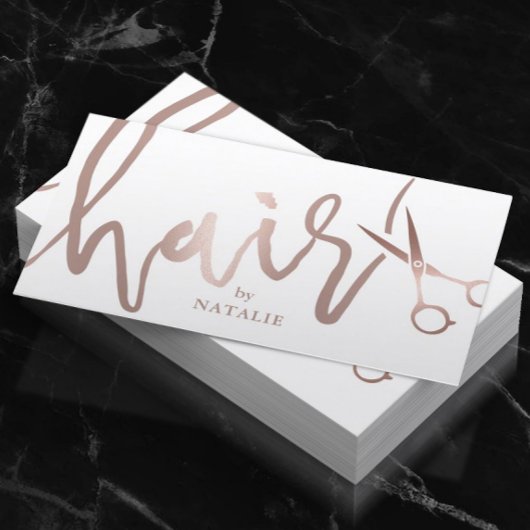 Hair Stylist Rose Gold Handgeschriebener Script Sa Visitenkarte