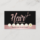Hair Stylist Rose Gold Script Loyalty Punch Treuekarte (Vorderseite)