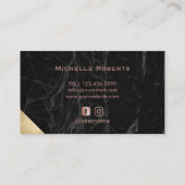 Hair Stylist Rose Gold Script Moderner Marmorsalon Visitenkarte (Rückseite)
