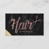 Hair Stylist Rose Gold Script Moderner Marmorsalon Visitenkarte (Vorderseite)