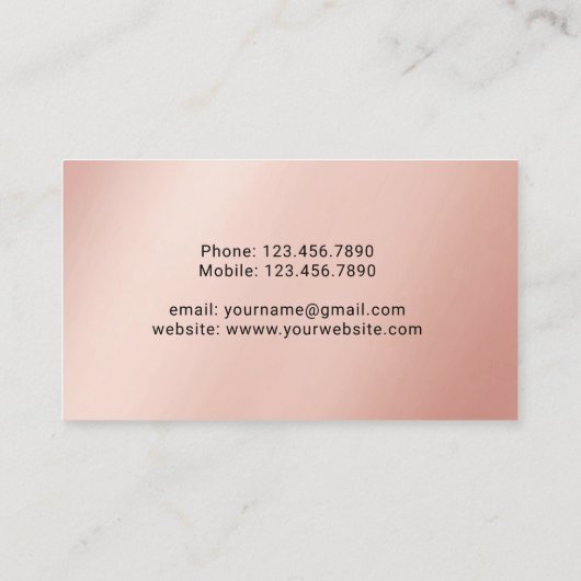 Hair Stylist Rose Gold Script Typografy Salon Visitenkarte (Rückseite)