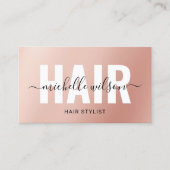 Hair Stylist Rose Gold Script Typografy Salon Visitenkarte (Vorderseite)