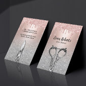 Hair Stylist Rose Gold Tropfen Silver Glitzer Salo Visitenkarte