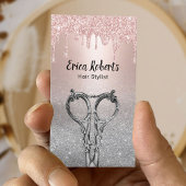 Hair Stylist Rose Gold Tropfen Silver Glitzer Salo Visitenkarte