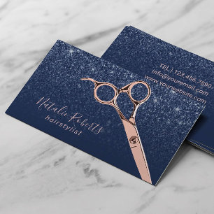 Hair Stylist Rose Goldschere Glitzer Salon Visitenkarte