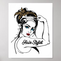 Hair Stylist Rosie The Riveter Leopard Cheetah