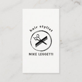 Hair Stylist Round-Logo mit Folien und Kamm Visitenkarte