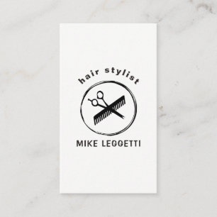 Hair Stylist Round-Logo mit Folien und Kamm Visitenkarte