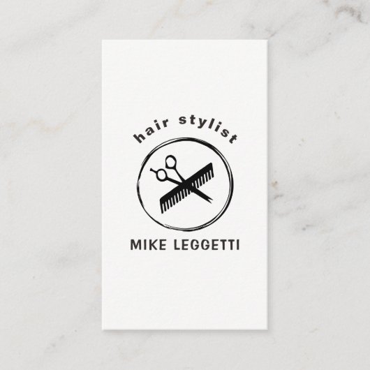 Hair Stylist Round-Logo mit Folien und Kamm Visitenkarte (Vorderseite)