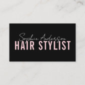 Hair Stylist Salon Black and Pink QR Code Visitenkarte (Vorderseite)