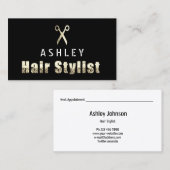 Hair Stylist Salon Black Gold Karte (Vorne/Hinten)