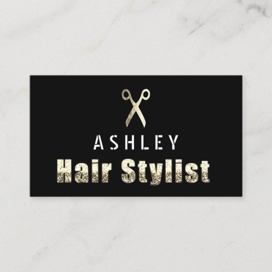 Hair Stylist Salon Black Gold Karte (Vorderseite)