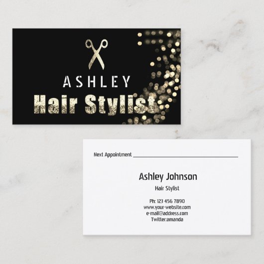 Hair Stylist Salon Black Gold Karte (Vorne/Hinten)