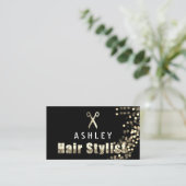 Hair Stylist Salon Black Gold Karte (Stehend Vorderseite)