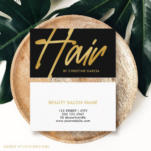 Hair Stylist Salon Black Gold Visitenkarte