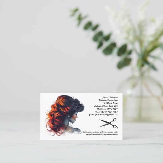 Hair Stylist & Salon Business Card Visitenkarte (Stehend Vorderseite)