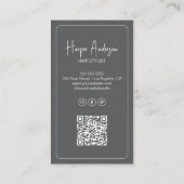 Hair Stylist Salon Custom Photo QR Gray Visitenkarte (Rückseite)