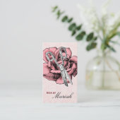 Hair Stylist Salon Rose Pink Damask Business Card Visitenkarte (Stehend Vorderseite)