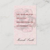 Hair Stylist Salon Rose Pink Damask Business Card Visitenkarte (Rückseite)