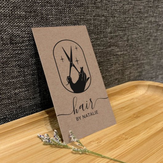 Hair Stylist Schere Handlogo Rustikaler Kraft Salo Visitenkarte