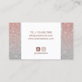Hair Stylist Schere Rose Gold & Silver Glitzer Visitenkarte (Rückseite)