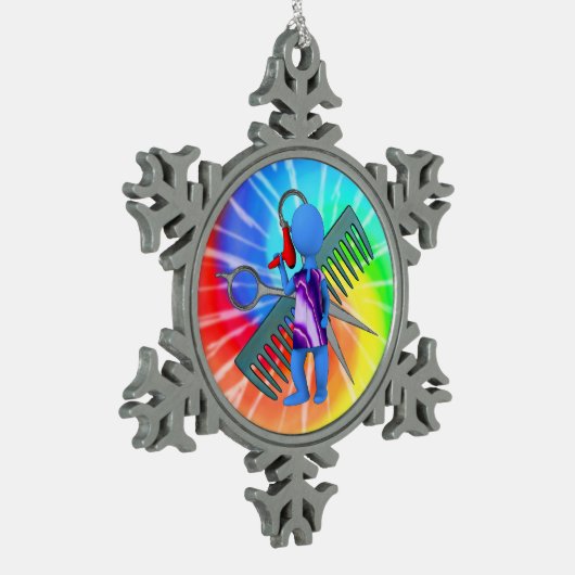 Hair Stylist Schneeflocken Zinn-Ornament (Links)