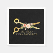 Hair Stylist schwarz Damask Luxury Gold Scheren Serviette (Vorderseite)
