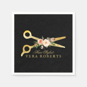 Hair Stylist schwarz Damask Luxury Gold Scheren Serviette