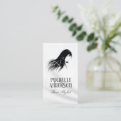 Hair Stylist | Schwarze Haare Visitenkarte (Stehend Vorderseite)