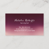 Hair Stylist Scissor & Blume Typografy Burgundy Visitenkarte (Rückseite)
