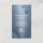 Hair Stylist Scissor Dusty Blue Rose Blume Visitenkarte (Rückseite)