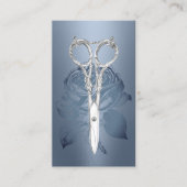 Hair Stylist Scissor Dusty Blue Rose Blume Visitenkarte (Vorderseite)