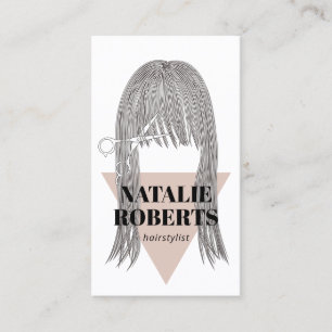 Hair Stylist Scissor & Girl Illustration Salon Visitenkarte