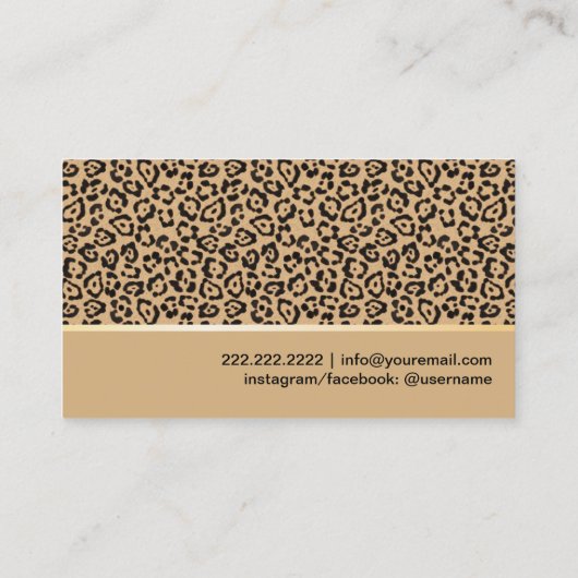 Hair Stylist Scissor Modern Beige Leopard Salon Visitenkarte (Rückseite)