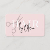 Hair Stylist Scissors Blush Pink QR Code Visitenkarte (Vorderseite)