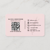 Hair Stylist Scissors Blush Pink QR Code Visitenkarte (Rückseite)