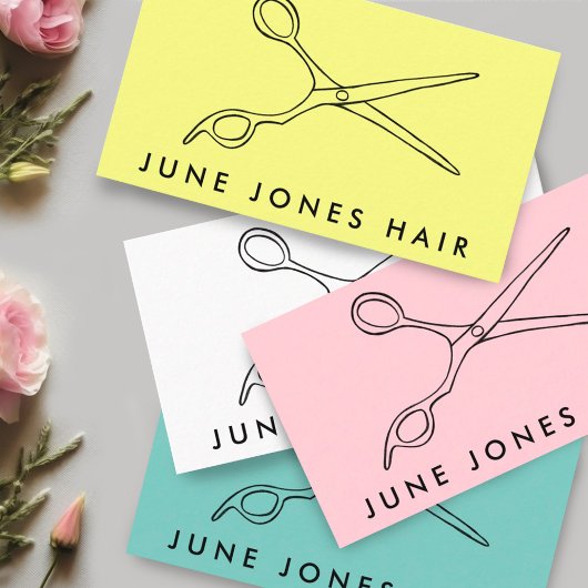 Hair Stylist Scissors Chic Line Zeichn CUSTOM Bus Visitenkarte
