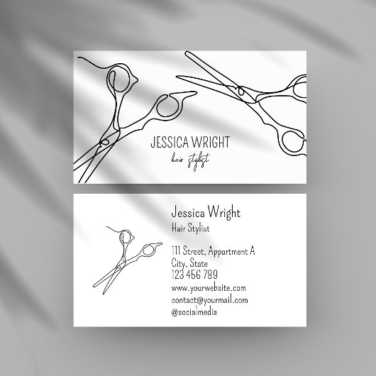 Hair Stylist Scissors Chic Modern Simple Line Art Visitenkarte