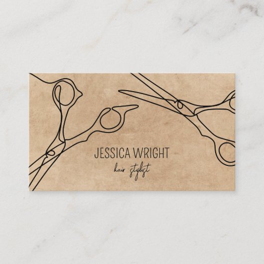 Hair Stylist Scissors Chic Modern Simple Line Art Visitenkarte (Vorderseite)